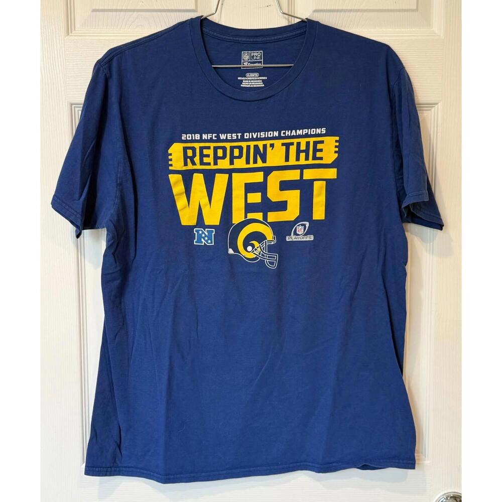 Los Angeles RAMS 2018 Reppin The West NFL Division Champion‎ Fanatics T Shirt XL